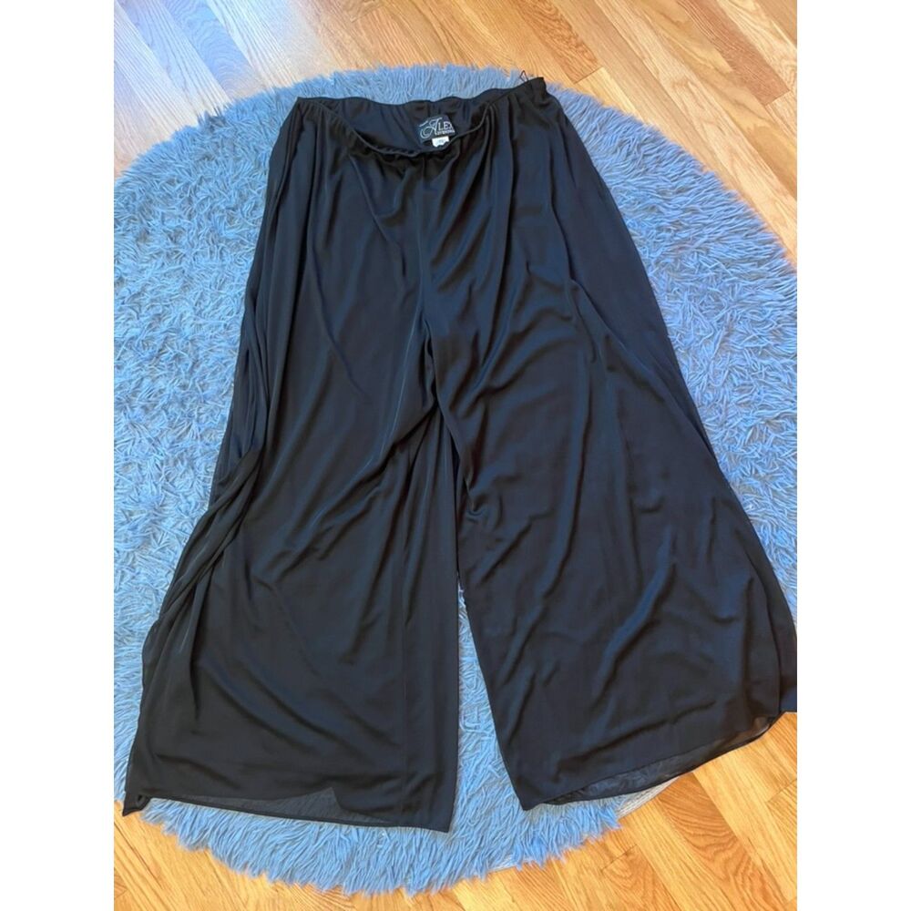 Alex Evenings Black Wide Leg Sheer Lined Pants Size 2X